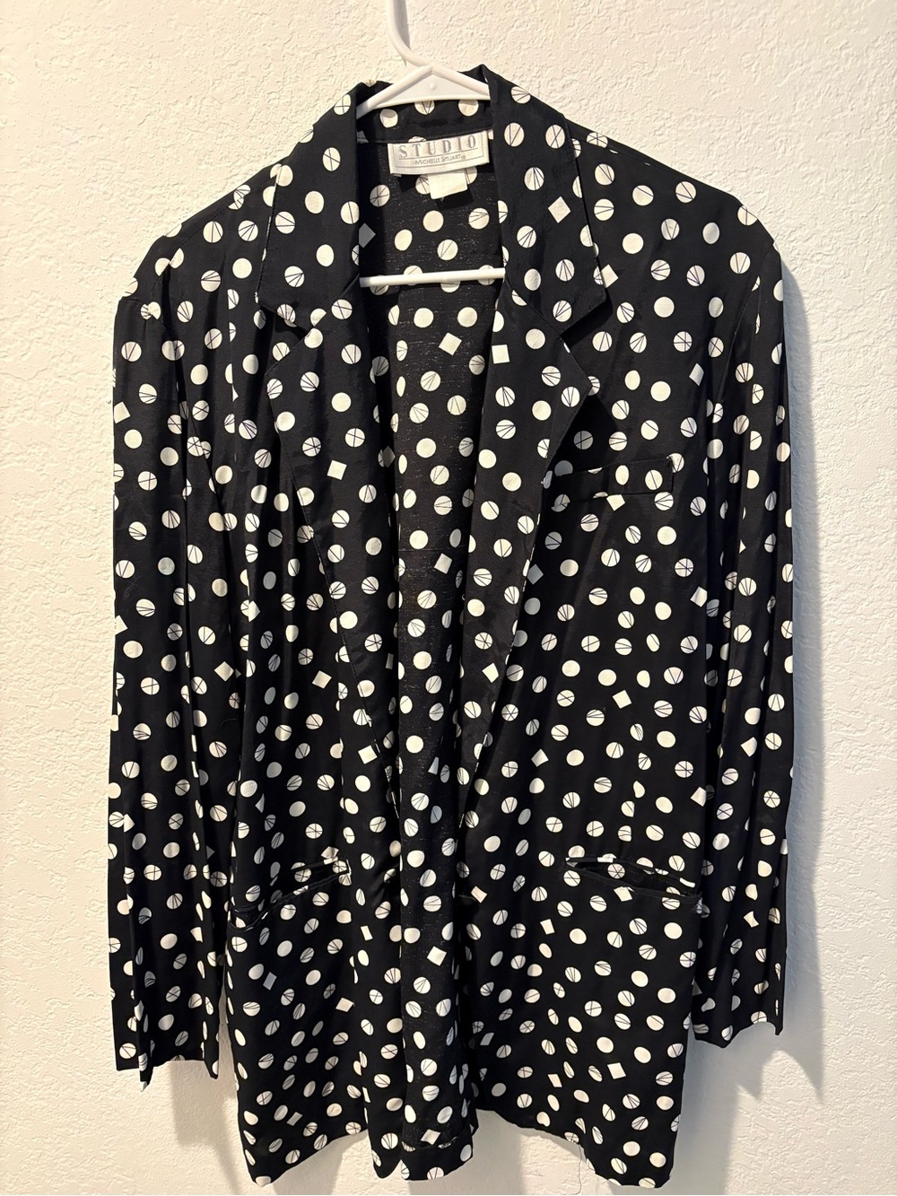 Michelle Stuart Black Blazer with White Polka Dot Print